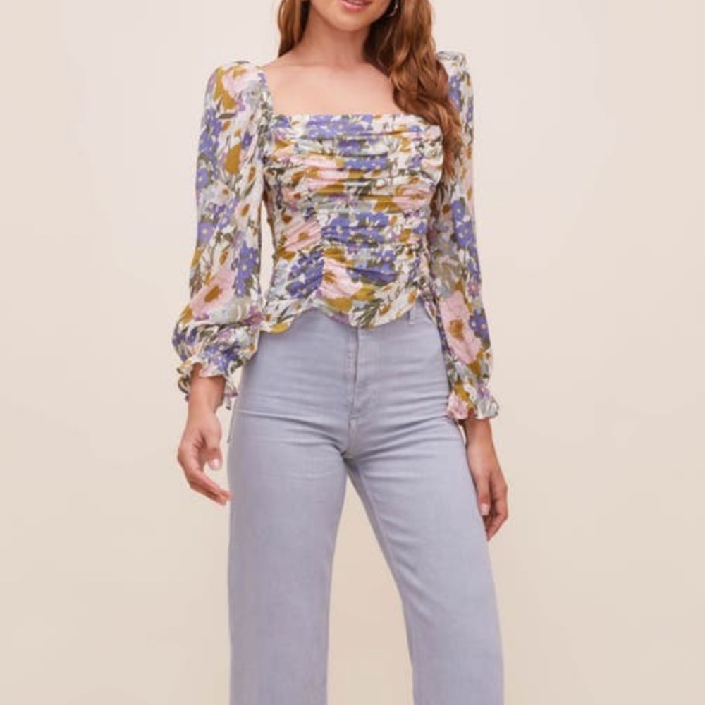ASTR The Label floral puff sleeve top